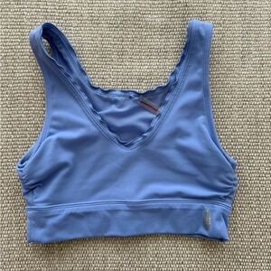 Women's Blue V-Neck Sports Bra